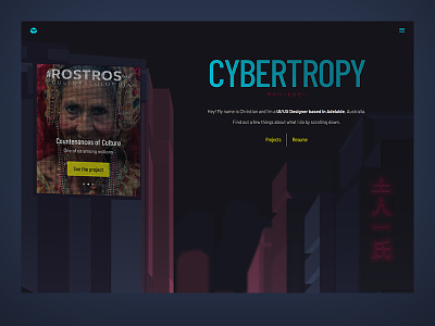 Cybertropy cx design cyberpunk designer portfolio portfolio product design ui design ux design web design