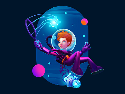 Space Adventure art cartoon character colorful colors cosmonaut design illustration space stars