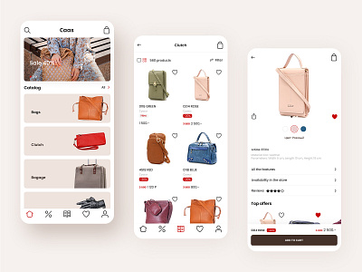 Accessories Store Mobile App accessories android app bags ecommerce goods ios leather mobile store ui ux
