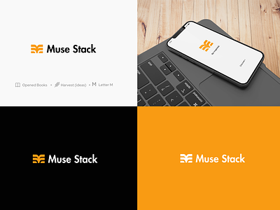 Muse Stack Logo blogger book brand branding design logo m muse writer