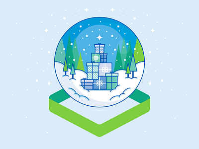 Snow Globe Logo Illo christmas flat gift illo illustration logo present snow snow globe tree vector