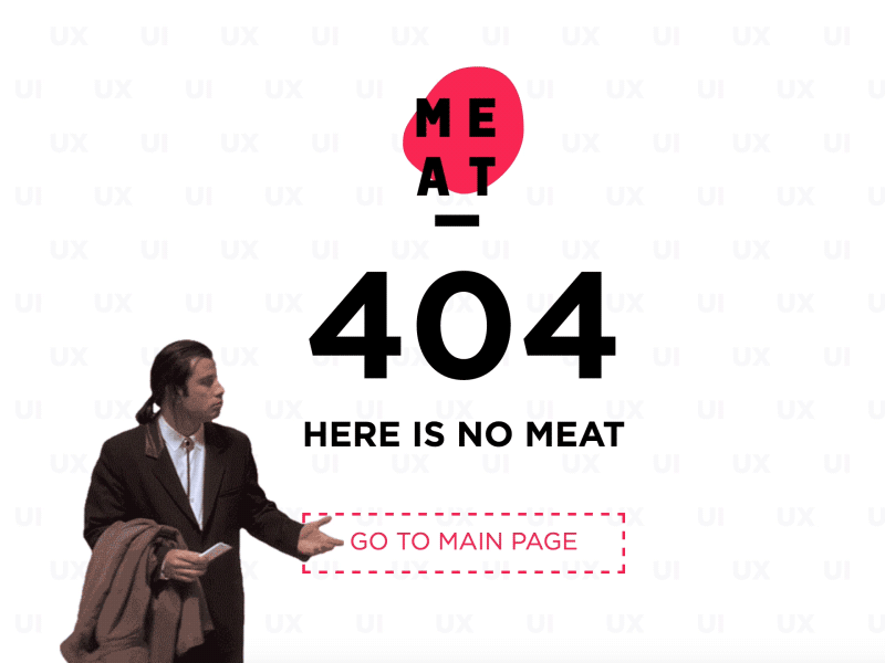 404 Page 404 404 page error page gif meat meat agency travolta ui ux web