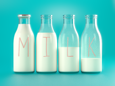 Milk 3d bottle food glass milk render still life