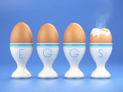 4 Lightly-boiled Eggs 3d eggs food render still life