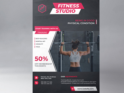 Free GYM Flyer Template a4 business card corporate creative design flyer free freebie gym flyer red