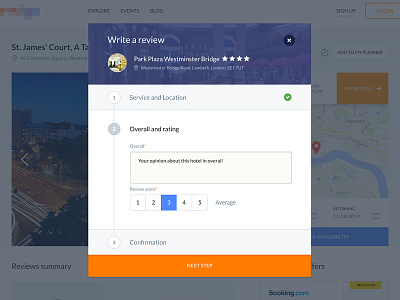 Write a review modal window clean comment feedback hotel minimal modal window review travel ui ux web design