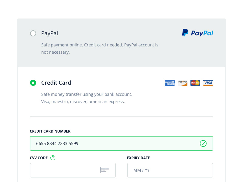 Checkout form, payment details by Drasius M. - Dribbble