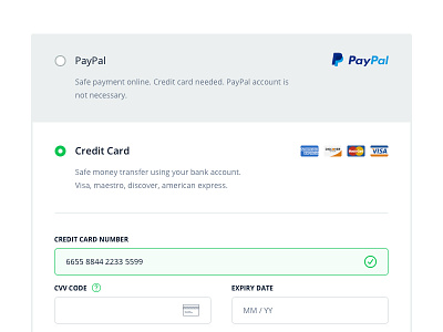 Checkout form, payment details