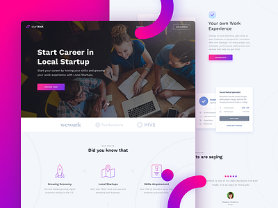 Startup landing page clean dashboard design frontpage homepage illustration landing page page startup ui ux web