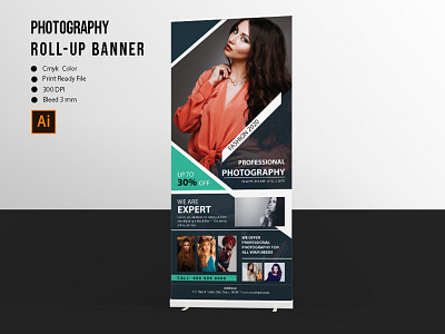 Photography Roll-Up Banner banner business rollup clean editable illustrator template photographer rollup photography rollup presentation rollup rollup banner