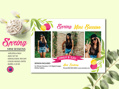 Spring Mini Session Free  Spring Photoshop Flyer for Photography