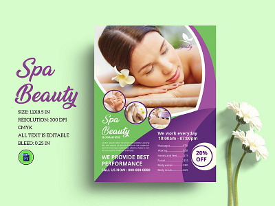 Spa & Beauty Care Flyer advertising beauty and spa beauty care beauty center beauty salon hair salon massage salon photoshop template promotion spa flyer