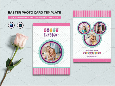 Easter Photo Card easter card easter greeting easter greeting card easter photo card easter water color family card family photo card greeting card happy easter ms word photo card photoshop template