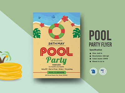 Pool Party Flyer Template clean creatvie dj music invitation template ms word music party party flyer party invitation photoshop template pool party