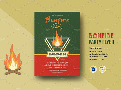 Bonfire Party Flyer Template bonfire bonfire invitation bonfire party fall harvest family invitation template ms word multipurpose night party party flyer photoshop template