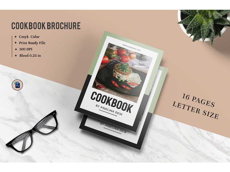 Recipe Book Template or Cook Book Template Design, Magazine