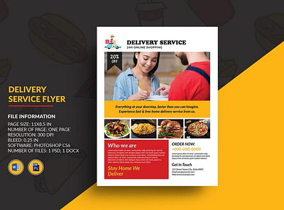 Delivery Service Flyer delivery flyer delivery service fast food delivery food delivery home delivery ms word online shop photoshop template pizza shop product delivery promotional banner