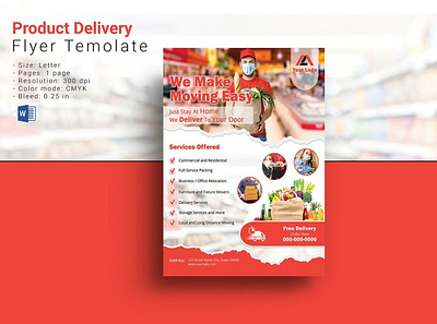 Delivery Service Flyer burger delivery delivery company delivery service fast food delivery food delivery home delivery ms word multipurpose online shop product delivery promotional banner