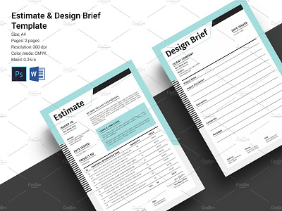 Estimate & Brief brand brief cash memo estimate invoice ms word photoshop template pitch printable stationery