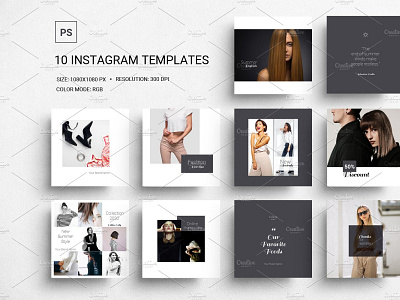 Instagram Template fashion instagram instagram instagram grid instagram layout instagram moodboard instagram post instagram template lifestyle photoshop template social media social media bundle