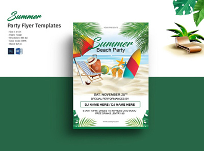 Summer Party Flyer beach party ms word party flyer party invitation photoshop template summer summer festival summer flyer summer inviation summer party summer party flyer