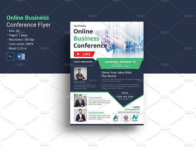 Business Conference Flyer business conference business conference flyer conference poster corporate conference minimal flyer ms word online business conference online conference photoshop template seminar