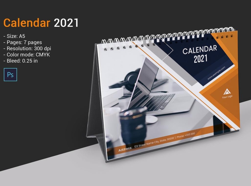 2021 Desk Calendar Template by Mukhlasur Rahman on Dribbble