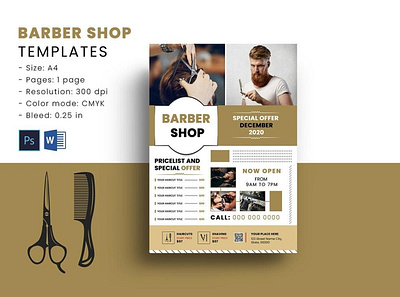 Barber Shop Flyer Template barber barber price list barber shop barber shop flyer flyers hair cut shop men salon ms word photoshop template psd