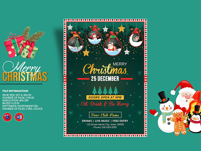 Christmas Party Flyer christmas 2020 christmas festival christmas invitation christmas invite christmas party christmas party flyer holiday invitation holiday party ms word photoshop template
