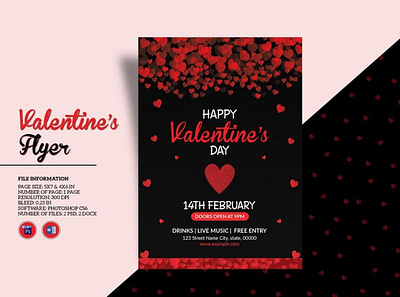 Valentines Party Flyer Template happy valentines day heart invitation flyer love ms word photoshop template psd valentines day valentines invitation valentines party valentiness party flyer