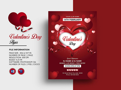 Valentine's Day Party Flyer invitation flyer ms word party invitatiion photoshop template valentine day 2021 valentine invitation valentines valentines day valentines day party valentines day party flyer valentines invite