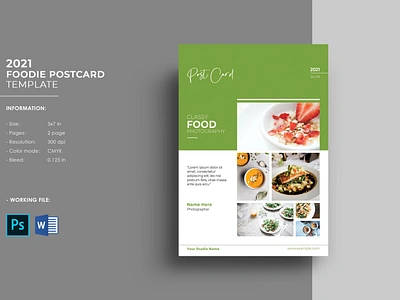 Food Postcard Flyer Template advertising chef food postcard foodie postcard marketing template minimal ms word multipurpose postcard photoshop template postcard template