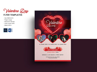 Valentines Day Party Flyer celebration flyer heart invitation flyer ms word party flyer party invitation photoshop template valentine flyer valentines day valentines day party flyer valentines invitation