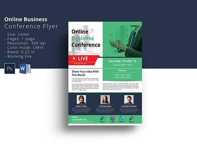 Online Business Conference Flyer business conference business flyer corporate flyer live conference minimal flyer ms word online business conference online business flyer online conference photoshop template