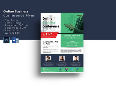 Online Business Conference Flyer business conference business flyer corporate flyer live conference minimal flyer ms word online business conference online business flyer online conference photoshop template