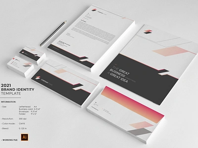 Minimal Corporate Identity brand identity branding identity business card business identity company corporate identity folder identity identity template illustrator template letterhead minimal identity