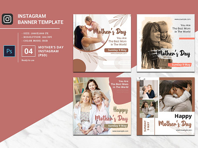 Mother's Day Instagram Banner happy mothers day instagram banner instagram post mother day 2021 mother day post mothers day banner mothers day instagram photoshop template social media square banner