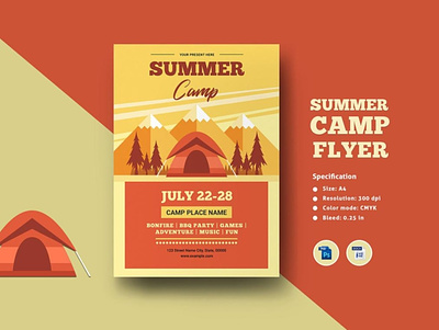 Summer Camp Flyer Template dance fire holiday holiday party ms word music photoshop template summer summer camp summer camp flyer