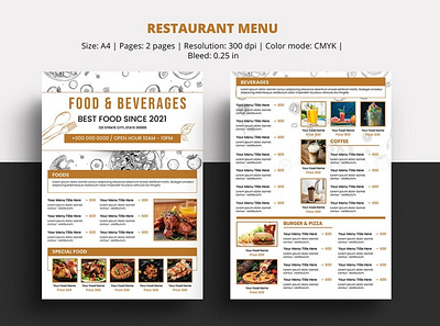 Restaurant menu template cafe flyer digital menu fast food food and beverages food menu ms word photoshop template restaurant flyer restaurant menu restaurant promotion