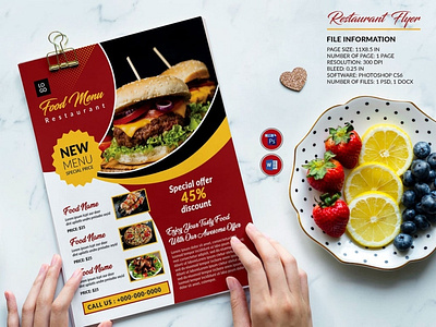 Restaurant Menu Flyer template cafe flyer fast food food menu food promotion flyer menu flyer ms word photoshop template restaurant restaurant menu restaurant promotion