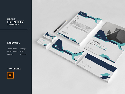 Brand Identity bradning brand identity business card corporate identity creative folder identity template illustrator template letterhead minimal identity