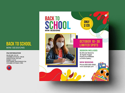 Back to school mini session template back to school editable kids photography mini session photography marketing photography mini session photoshop template psd school mini session school photography