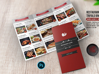 Restaurant menu Trifold Brochure editable fast food food menu menu photoshop template restaurant restaurant brochure restaurant menu restaurant promotion trifold brochure