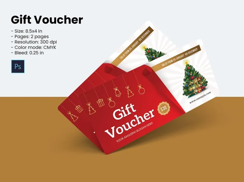 Stylish Christmas Gift Voucher Design for Coupon Websites