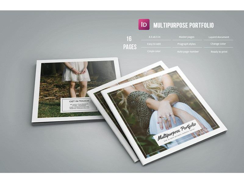 Multipurpose Square Portfolio brochure indesign multipurpose photographer photography portfolio square template