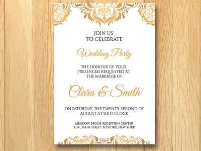 Wedding Invitation Template bridal shower engagement gold golden invitation program save the date wedding