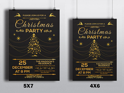 Christmas Party Flyer Template black christmas club flyer golden holiday invitation ms word party photoshop template