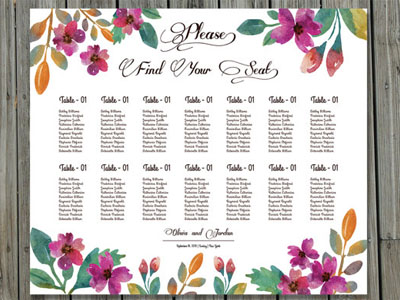 Font Size For Wedding Seating Chart
