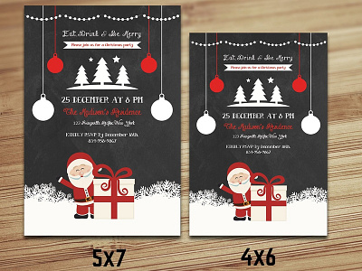 Christmas Invitations Template chalkboard christmas christmas card christmas flyer christmas invitation christmas party christmas template holiday invitation holiday party inviation flyer printable christmas