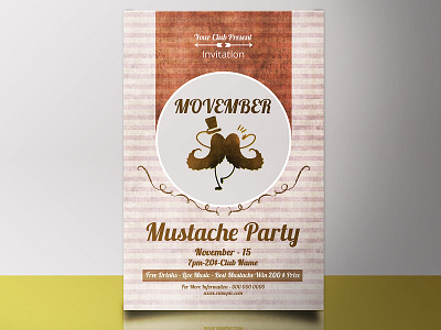 Movember Mustache Party Flyer Template flyer template invitation invitations movember mustache mustache party night club party flyer photoshop template